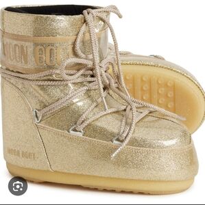 Moon Boot Low Icon Glitter Snow Boot Gold Moon Boots Glitter Boot Gold Glitter